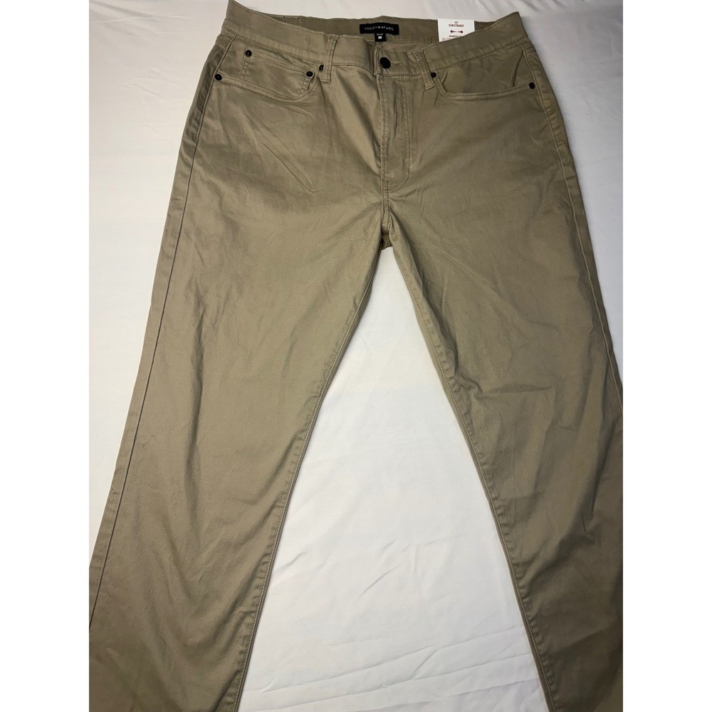 NWT Lucky Brand 121 Slim Straight Advanced Stretch Khaki Tan Pants Mens 36x32 - Picture 2 of 11